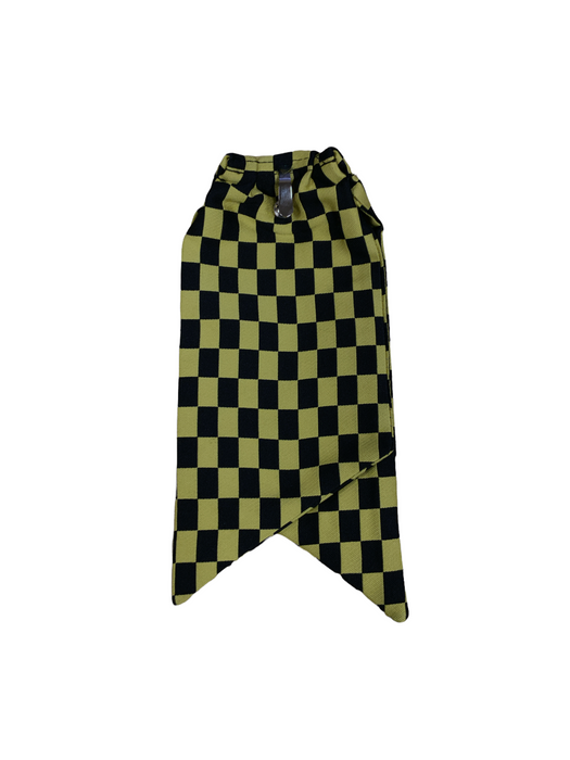 New Ladies Clip On Cravat Black and Yellow Checkered Pattern Fancy Dress