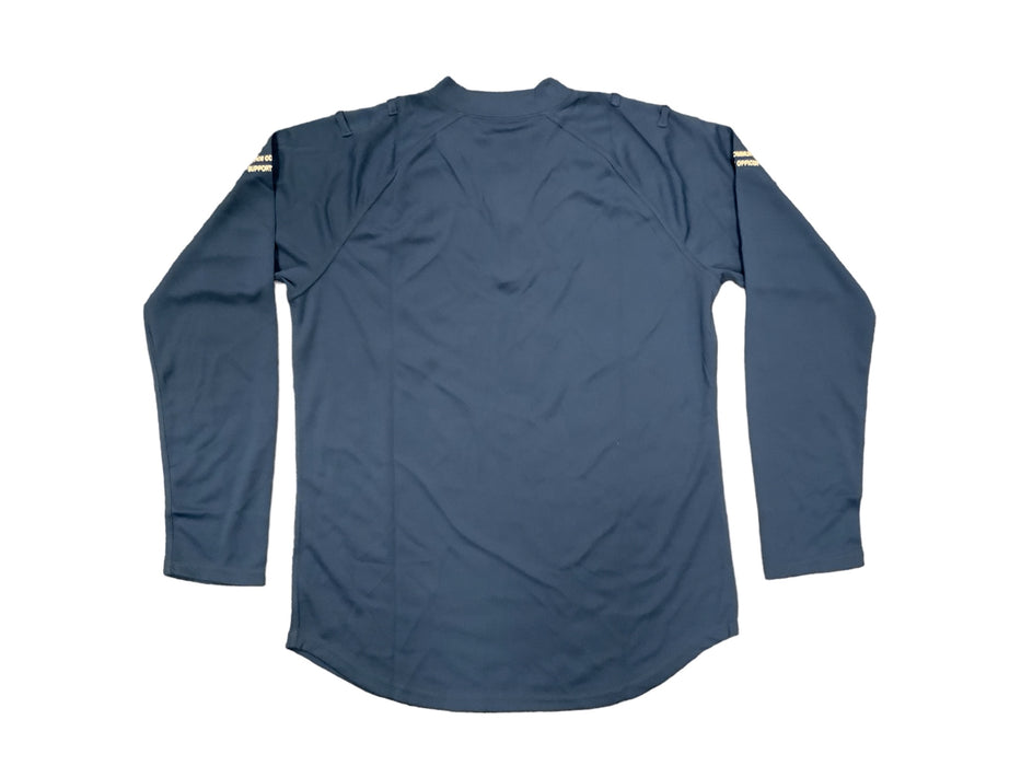New Male Blue PCSO Embroidered Breathable Long Sleeve Wicking Top