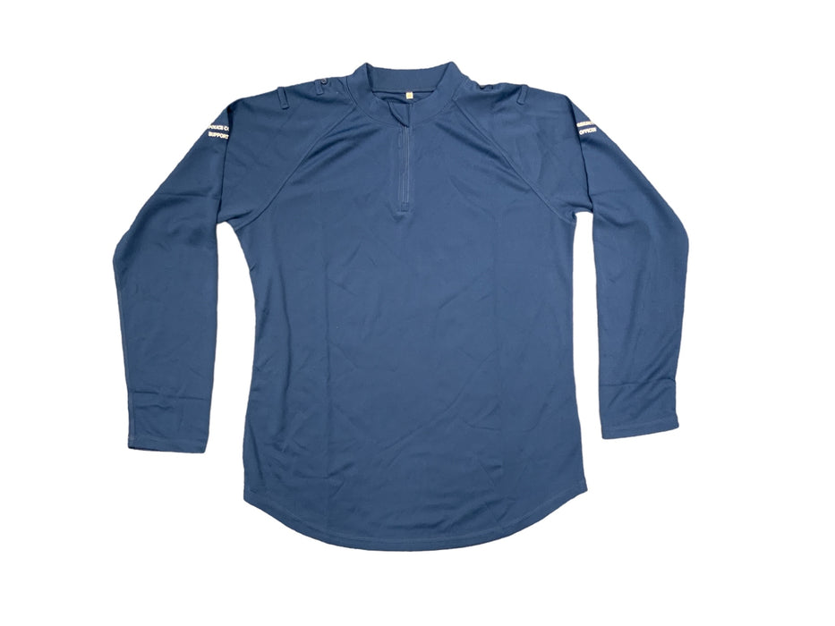 New Male Blue PCSO Embroidered Breathable Long Sleeve Wicking Top
