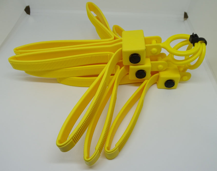 Yellow ASP Tri-Fold Restraints Plasticuffs Handcuffs Pack of 3