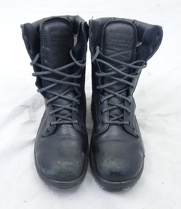 Used BATA Black Leather Steel Toe Cap Boots Tactical Military Style 1