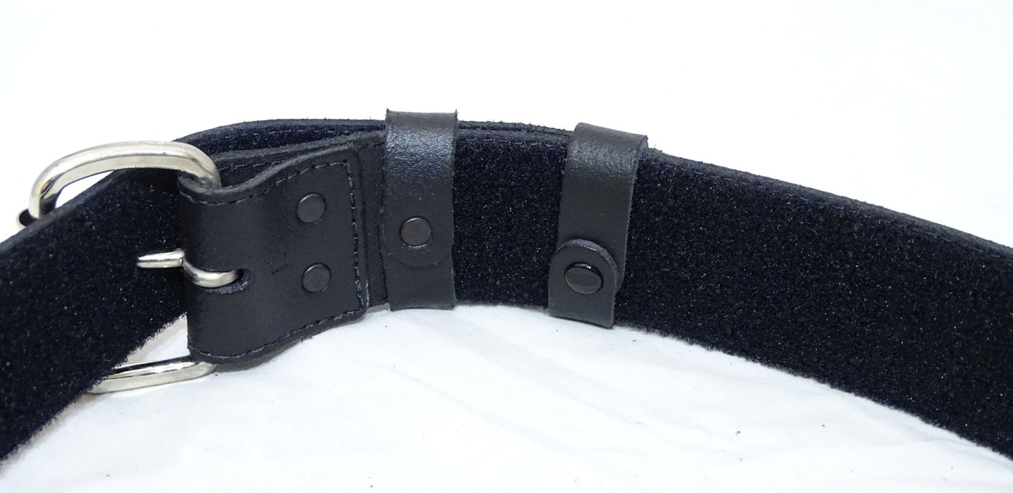 Ex Police Black Leather 2" Duty Belt With Hook & Loop Lining And Silver Buckle