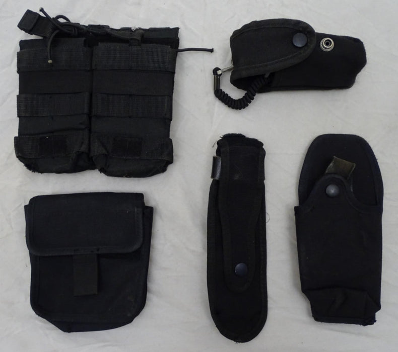 Genuine Black Nylon Molle Vest Kit with 5 Pouches Grade B - Set 1