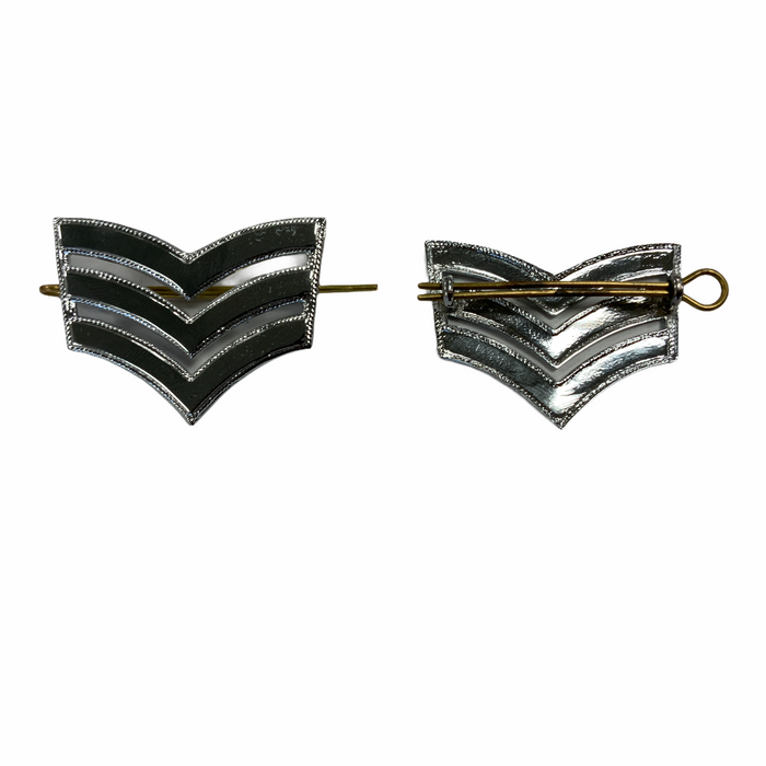 Sergeant Stripes Lace / Rope Edged Metal Chrome Split Pin Backing