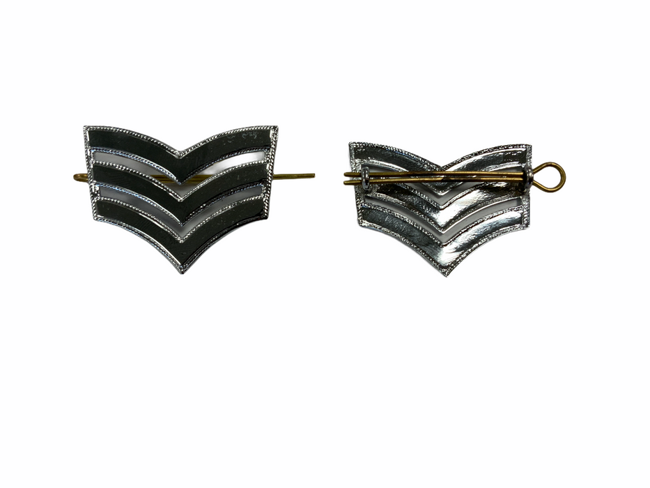 Sergeant Stripes Lace / Rope Edged Metal Chrome Split Pin Backing