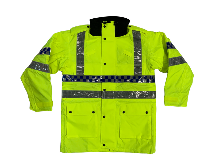 Hi-Vis Ex Police Goretex Waterproof Rain Coat Security Marshal HVGC7A