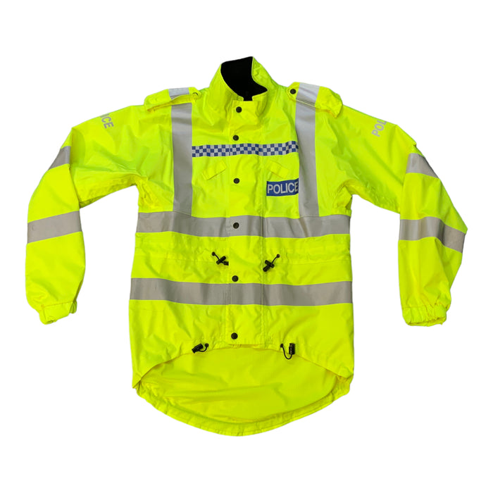 Hi Vis Police Branded Waterproof Cycling Jacket With Scooped Back HVCC03A