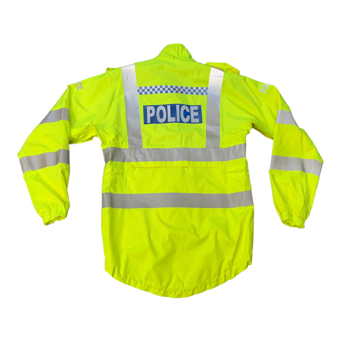 Hi Vis Police Branded Waterproof Cycling Jacket With Scooped Back HVCC03A