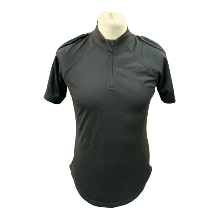 Female Black Police Branded Short Sleeve Wicking Shirt Epaulettes WKS85FA