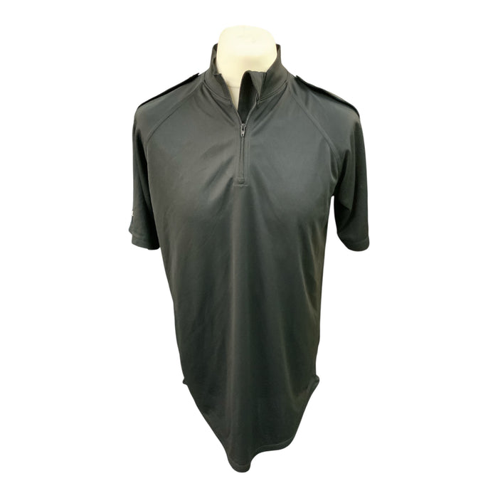 Male Black Police Branded Short Sleeve Wicking Shirt Epaulettes WKS85MA