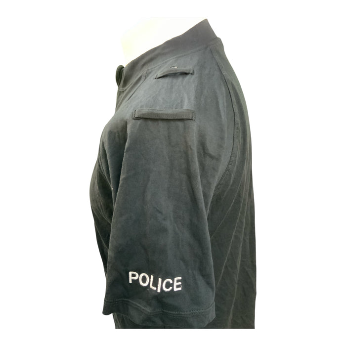 Male Black Police Branded Short Sleeve Wicking Shirt WKS89MA
