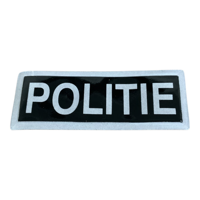 Encapsulated Reflective Politie Badge Sew On Black