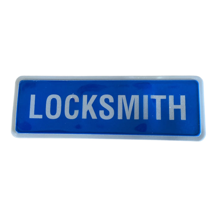 Encapsulated Reflective Locksmith Badge in Blue And Silver Sew On