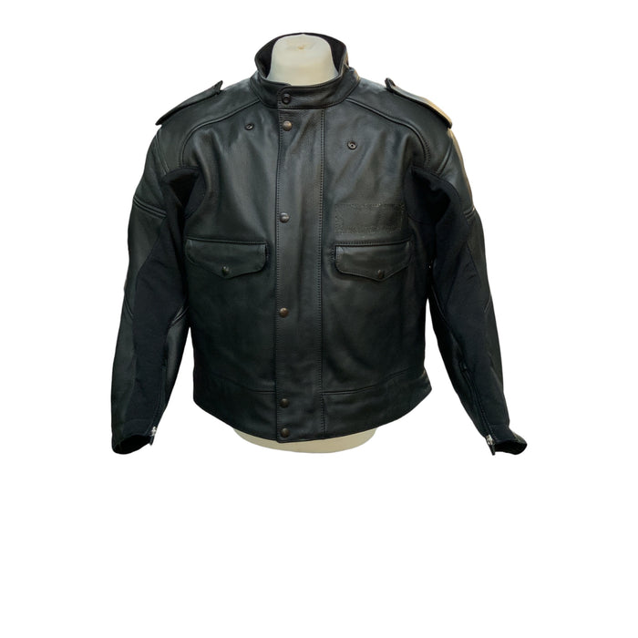 BKS Motorcycle Leather Jacket High Performance Black 48" BKSJKT05AN