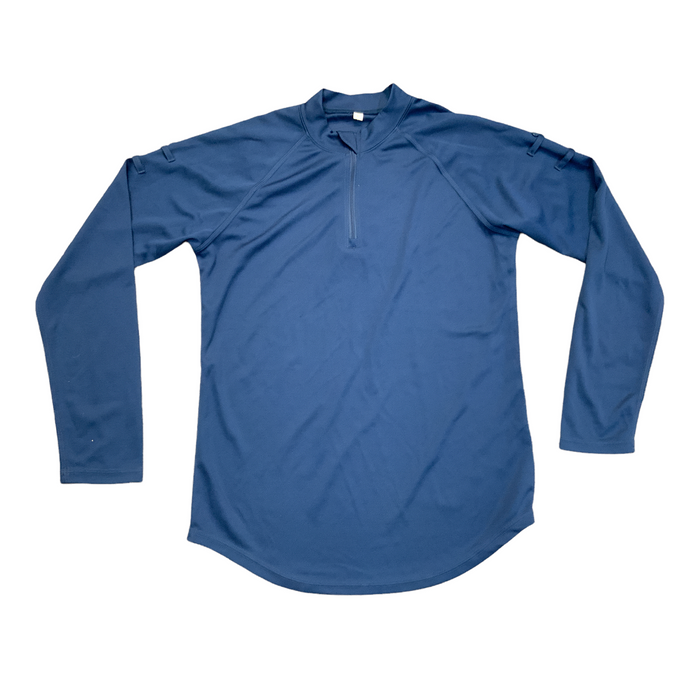 Male Blue Breathable Long Sleeve Wicking Shirt With Arm Epaulette Security