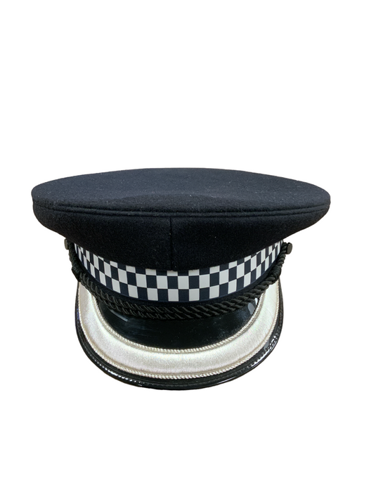 Black Peaked Cap Silver Braided Band Cord Theatre Film TV SBPKCAP1B