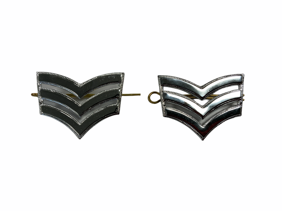 Sergeant Stripes Lace / Rope Edged Metal Chrome Split Pin Backing