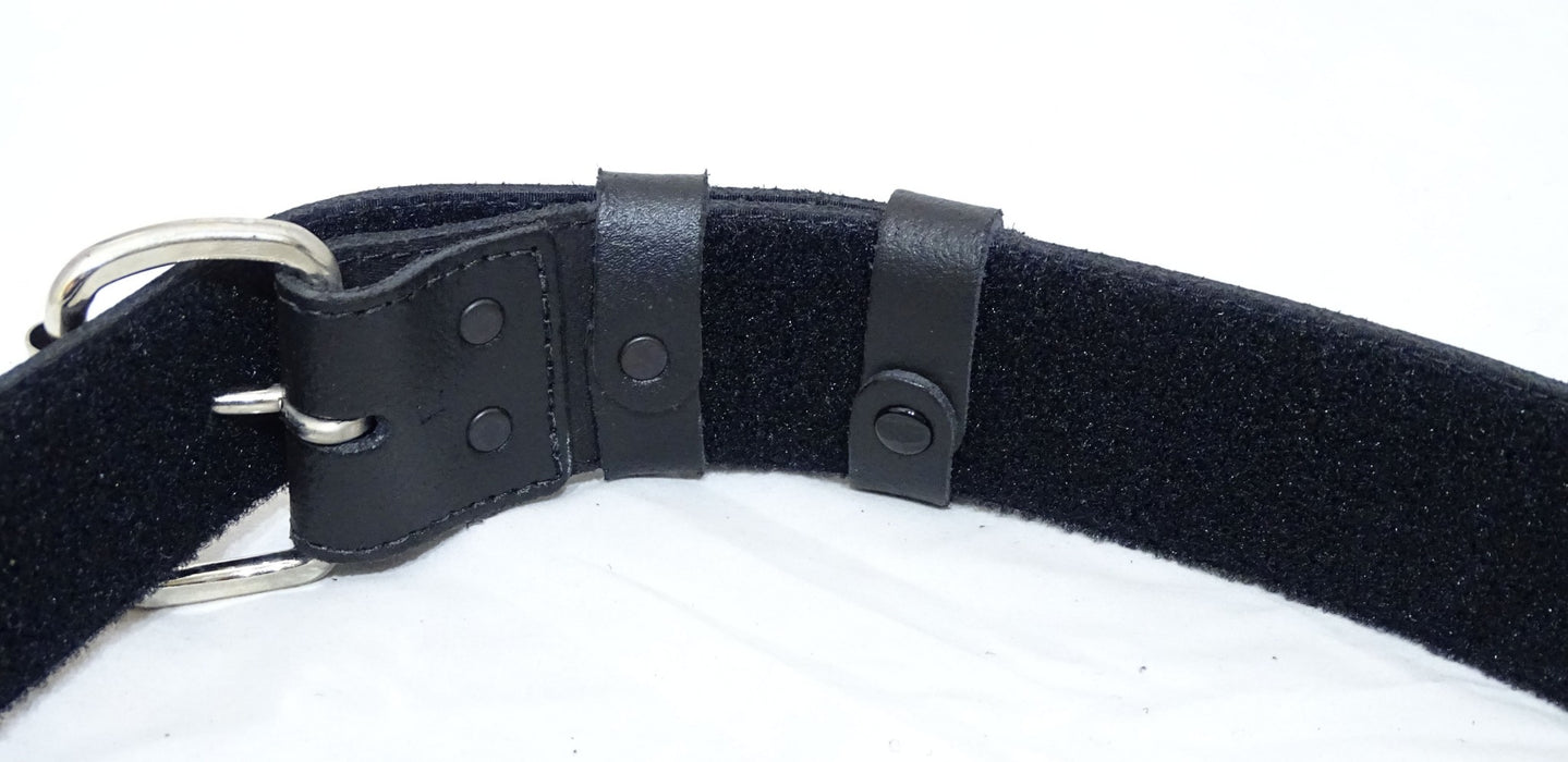 Black Leather 2" Duty Belt With Hook & Loop Lining And Silver Buckle Grade B