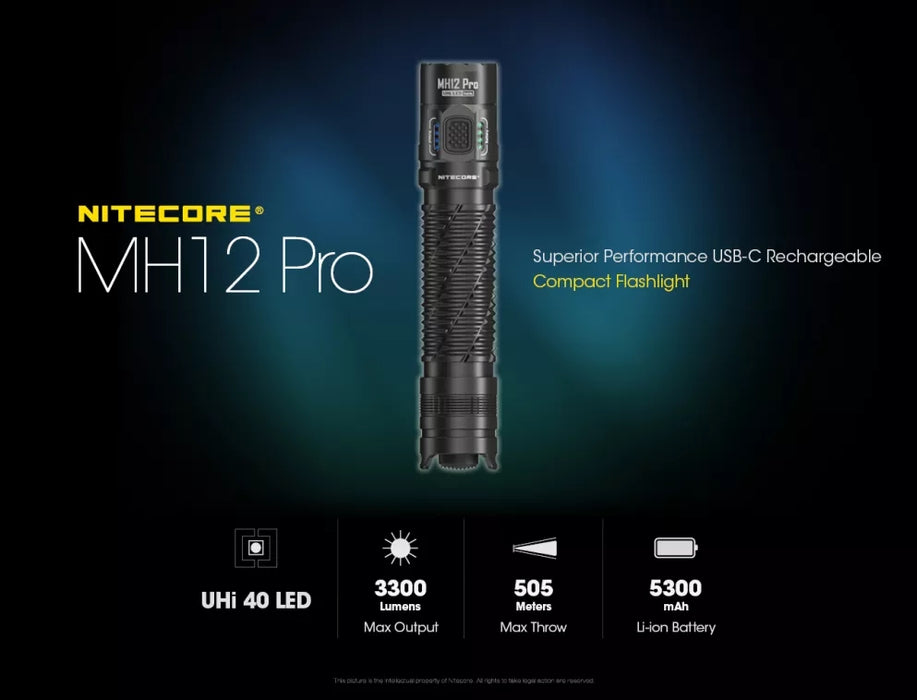 Nitecore MH12 Pro USB-C Rechargeable Compact Flashlight/Torch