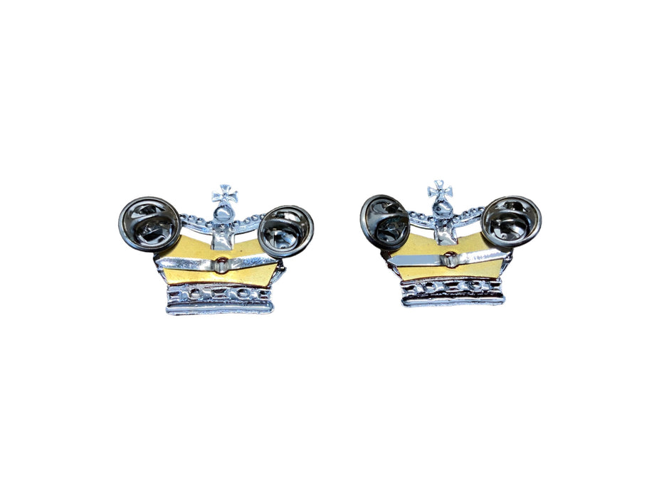Chrome Metal Crowns Superintendent Police Rank Dress Tunic Pin Backing Type 2