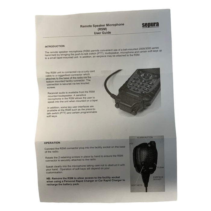 Sepura Remote Speaker Microphone 300-00017 MICROPHONE01