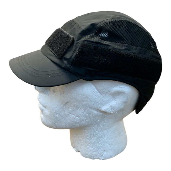 Black Cap with Hook & Loop Strips One Size Fits All  CAP-17