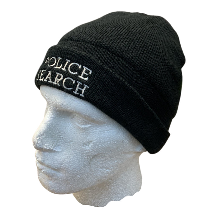 Police Branded Black Police Search Beanie Hat Cap CAP-BEAN-06A