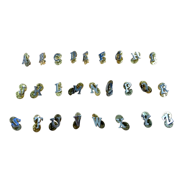 Chrome Letter Butterfly Pin Back Services CL1