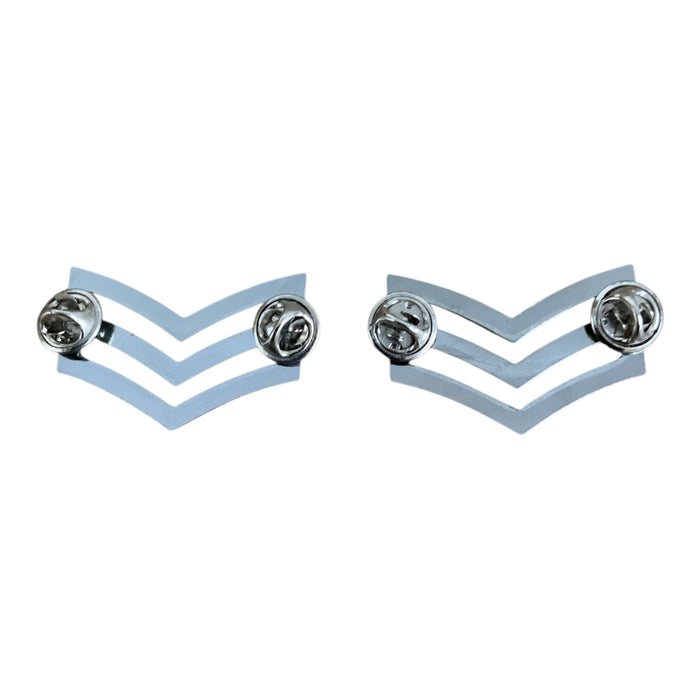 Sergeant Stripes Plain Edged Metal Chrome Pin Backing