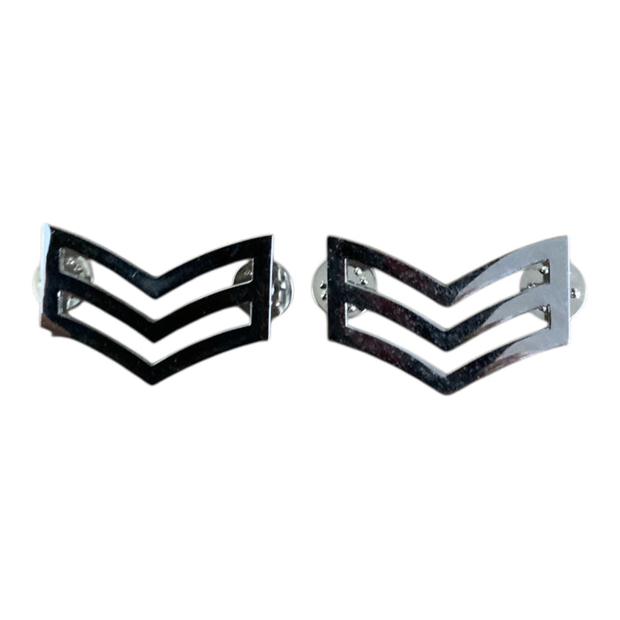 Sergeant Stripes Plain Edged Metal Chrome Pin Backing