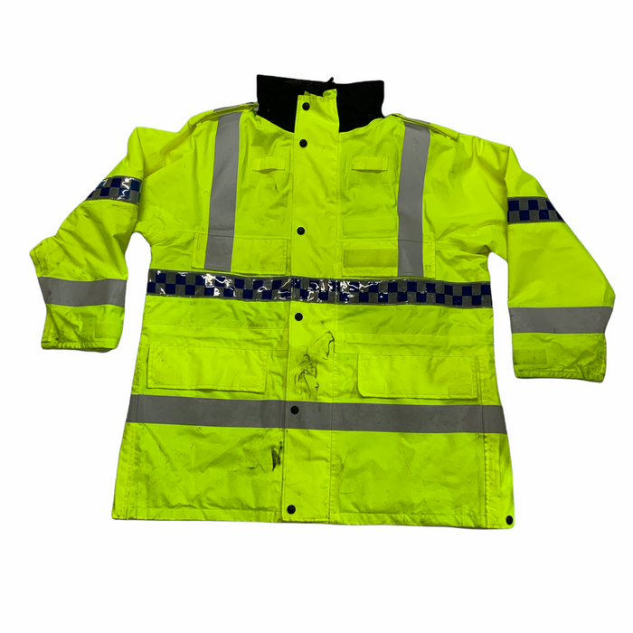 Hi Vis Jacket Waterproof Rain Coat Security Hooded Traffic Dog Handler HVPC04B