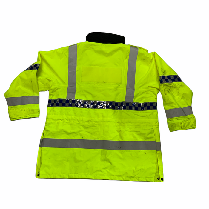 Hi Vis Jacket Waterproof Rain Coat Security Hooded Traffic Dog Handler HVPC04B