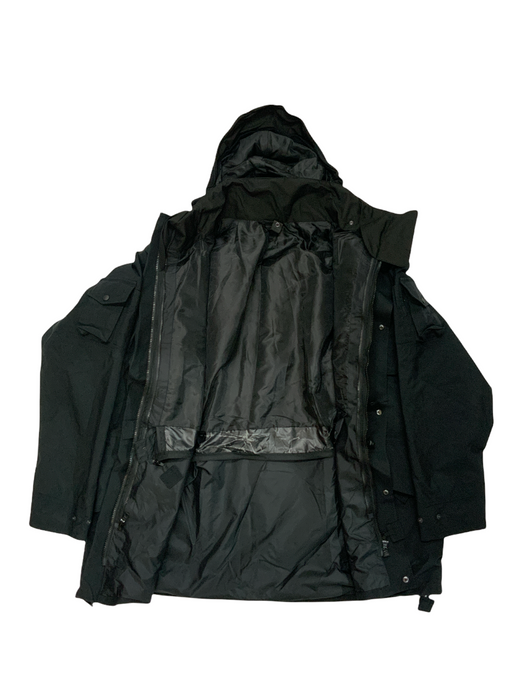 Black Waterproof 3/4 Length Tactical Rain Coat Security Dog Handler BAC01A