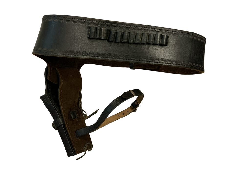 Black Leather Gun Belt RH With 12 Ammo Slots 36” Waist GH56