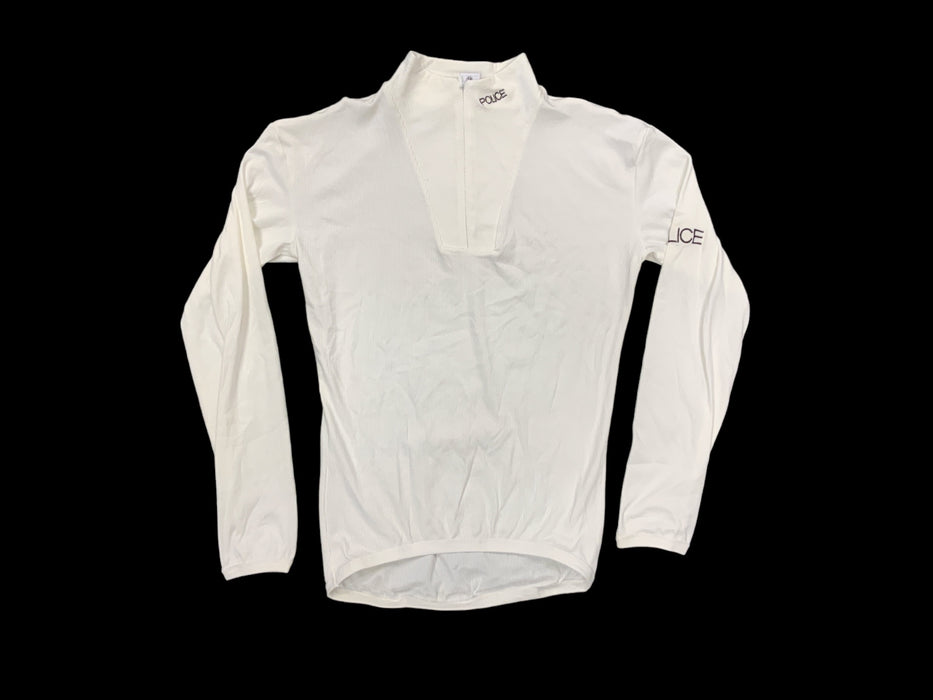 Kit Design Police Embroidered White Long Sleeve Stretch Fit Top WKS41A