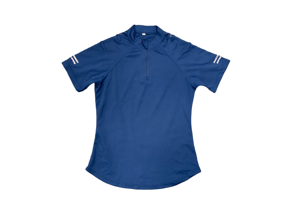 Female Blue PCSO Embroidered Breathable Short Sleeve Wicking Shirt Top