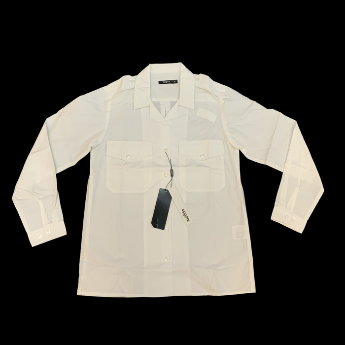 Womens Long Sleeve White Shirt Blouse with Epaulettes Opgear FSW10N