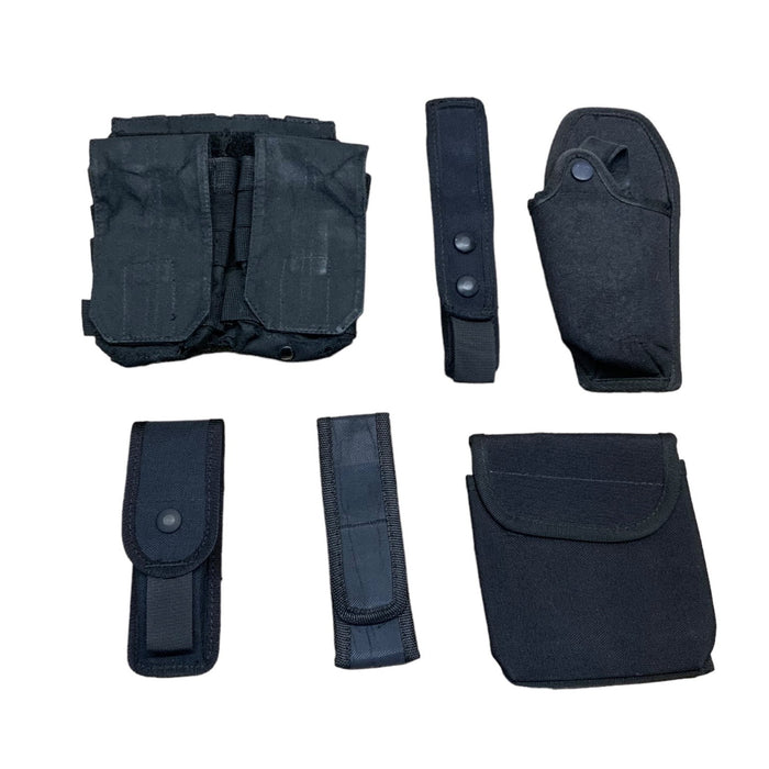 Molle Vest 6 Pouch Kit Black Nylon Ammo Baton Taser Grade B MOLLEKITB8