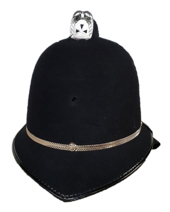 Single Chrome Banded Coxcomb Bobby Helmet - New