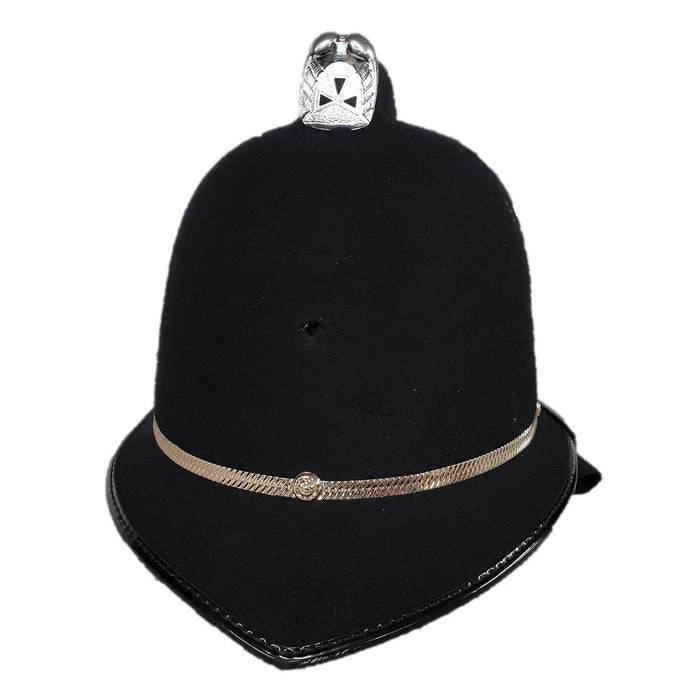 Single Chrome Banded Coxcomb Bobby Helmet - New