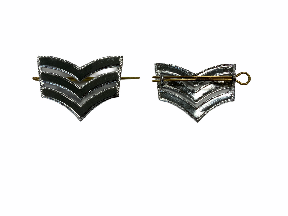Chrome Metal Lace Edged Sergeant Stripes Police Prison Service Split Pin Backing