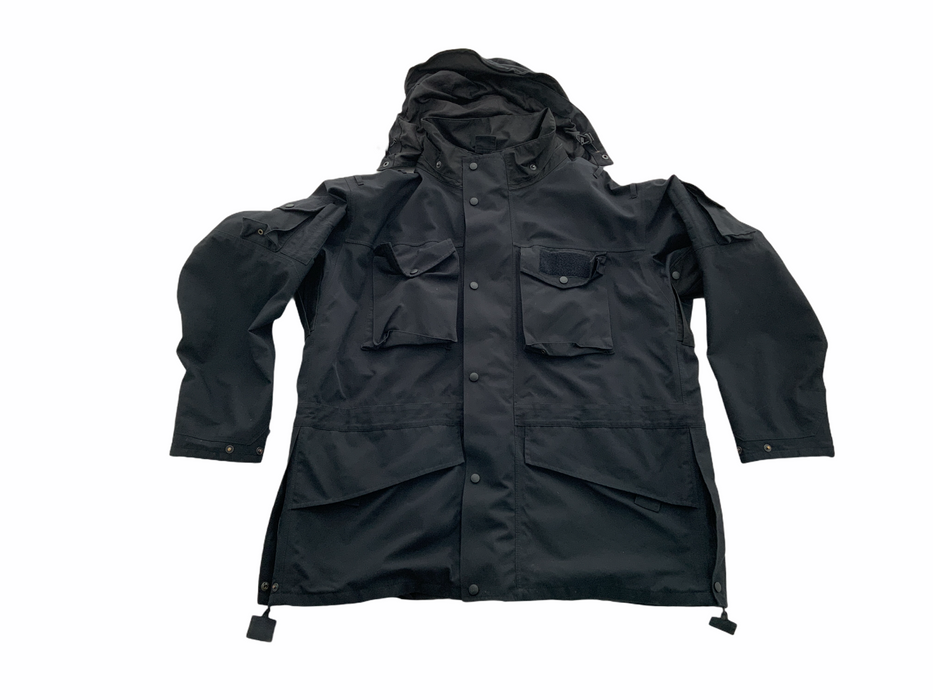 Black Waterproof 3/4 Length Tactical Rain Coat Security Dog Handler XL/T OJ36