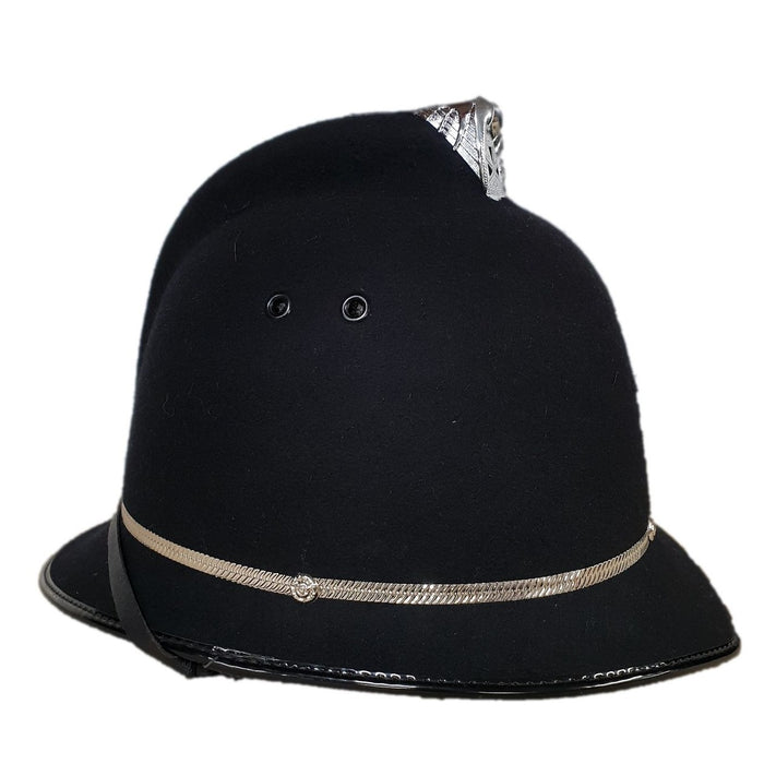 Single Chrome Banded Coxcomb Bobby Helmet - New