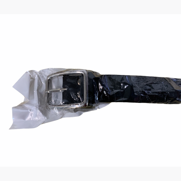 Black Leather Belt Unisex 30mm Width with Silver Buckle Sizes 28" to 52" - NEW
