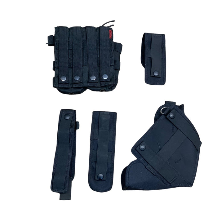 Molle Vest 6 Pouch Kit Black Nylon Ammo Baton Taser Grade B MOLLEKITB9