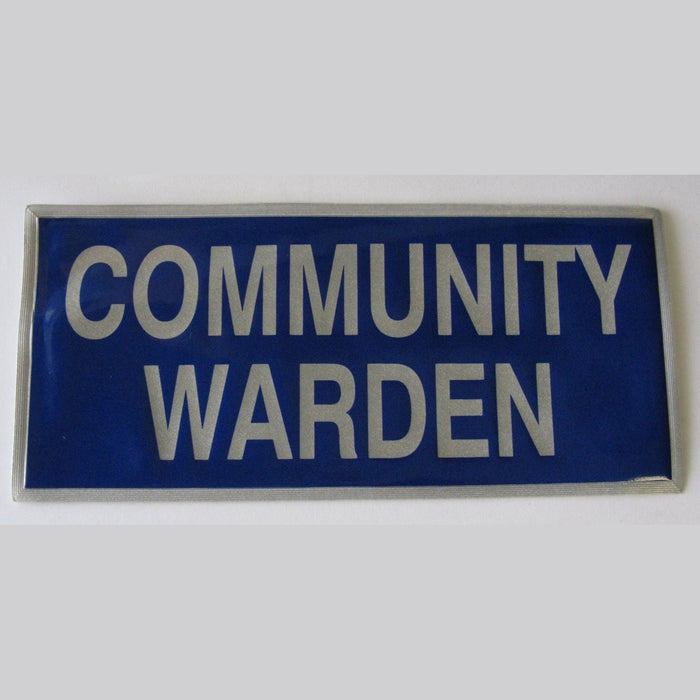 Community Warden Badge Encapsulated Plastic with Reflective Backing 110 x 245mm