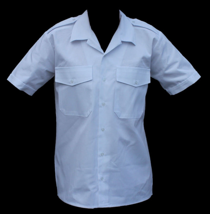 New White Short Sleeve Genuine Fire Service Shirt With Epaulettes For Fireman