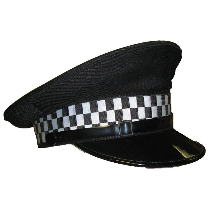 Flat Peaked Cap Black With Checker Theatre Film And TV PKCAPA
