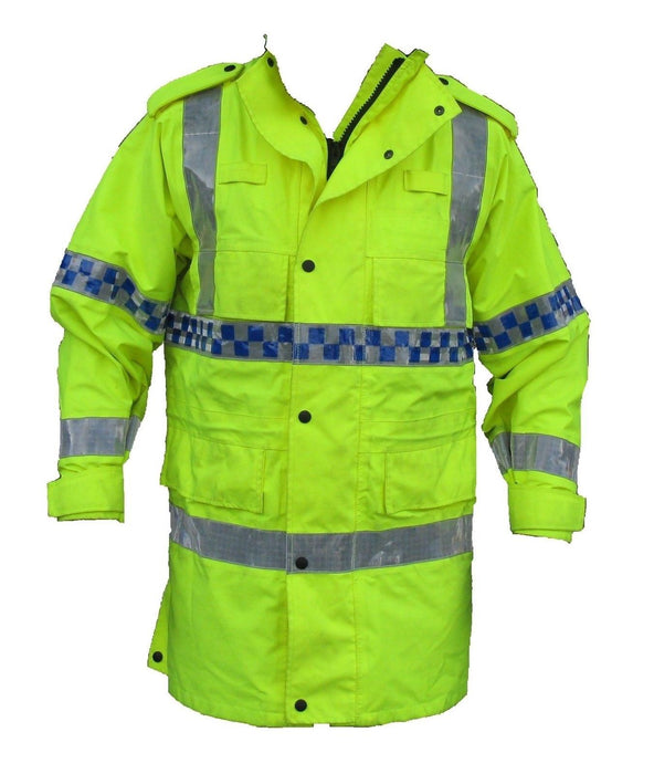 Ex Police Hi-Vis 3/4 Goretex Waterproof Rain Coat Security Marshal HVGC01B