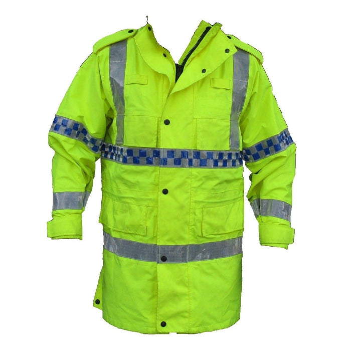Hi-Vis Goretex Waterproof Rain Coat 3/4 Length Security Marshal Events HVGC01B